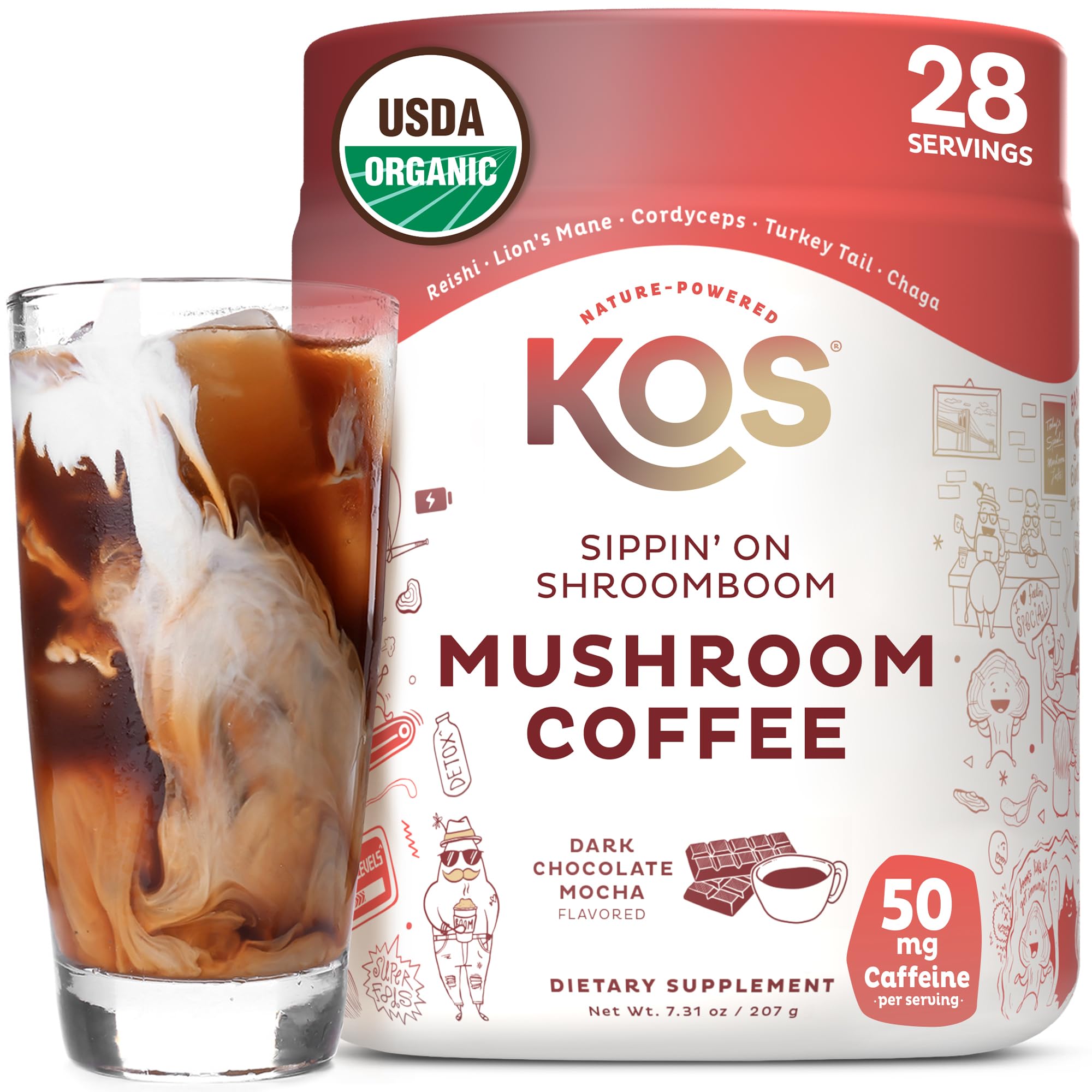 Amazon.com: KOS Mushroom Coffee - USDA Certified Organic - Dark